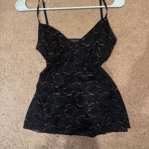 Black Lace with Gold Sequin Medium Tank Top - Picture 1 of 1